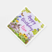 Floral Bunny Konijn Verjaardagsfeest Servet (Hoek)