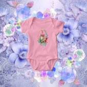 Floral Bunny Painting Egg Monogram Aangepaste naam Romper