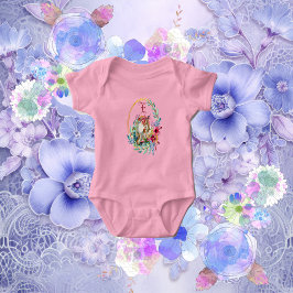 Floral Bunny Painting Egg Monogram Aangepaste naam Romper