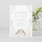 Floral Bunny Pasen Brunch & Egg Hunt uitnodiging (Staand voorkant)