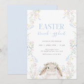 Floral Bunny Pasen Brunch & Egg Hunt uitnodiging (Voorkant / Achterkant)