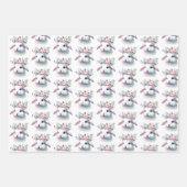 Floral Bunny Pasen Wrapping Paper Sheet Set van 3 (Voorkant)