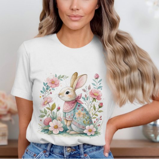 Floral Bunny Pastel Kleuren T-shirt