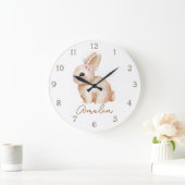 Floral Bunny Personalized Nursery Wall Clock Custo Grote Klok (Huis)
