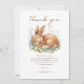 Floral Bunny Rabbit Baby shower Bedankkaart (Voorkant)