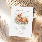 Floral Bunny Rabbit Baby shower Bedankkaart