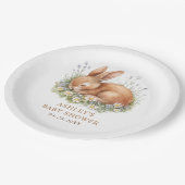 Floral Bunny Rabbit Baby shower Papieren Bordje (Gekanteld)