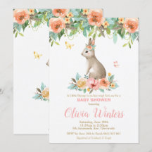 Floral Bunny Rabbit Baby shower Woodland Baby Girl