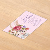 Floral Bunny Rabbit Waterverf Cute Baby shower Acryl Uitnodigingen (Laagn)