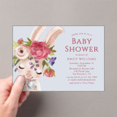 Floral Bunny Rabbit Waterverf Cute Baby shower Acryl Uitnodigingen (Insitu (Draagbaar))