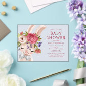 Floral Bunny Rabbit Waterverf Cute Baby shower Acryl Uitnodigingen (Insitu (Huwelijk))