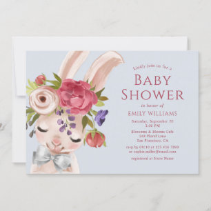 Floral Bunny Rabbit Waterverf Cute Baby shower Kaart