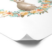 Floral Bunny Rabbit Waterverf Woodland Nursery Poster (Hoek)