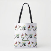 Floral Bunny Rabbits Pattern Personalized Tote Bag (Voorkant)