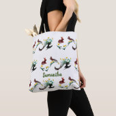 Floral Bunny Rabbits Pattern Personalized Tote Bag (Dichtbij)