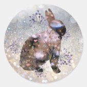 Floral Bunny Ronde Sticker (Voorkant)