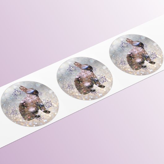 Floral Bunny Ronde Sticker