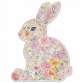 Floral Bunny Silhouette Sticker (Voorkant)