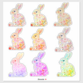 Floral Bunny Silhouette Sticker