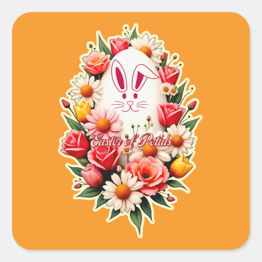 Floral Bunny – Spring Easter - Autocolante Vierkante Sticker (Voorkant)