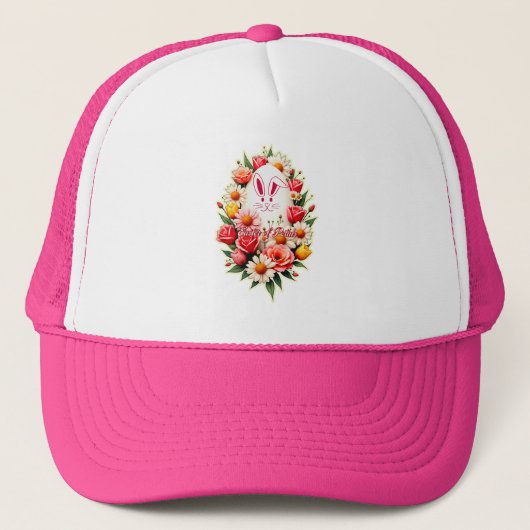 Floral Bunny – Spring Easter Illustration - boné Trucker Pet (Voorkant)