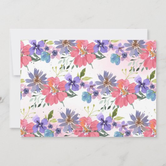 Floral Bunny verjaardagsfeestje uitnodiging | Pase (Achterkant)