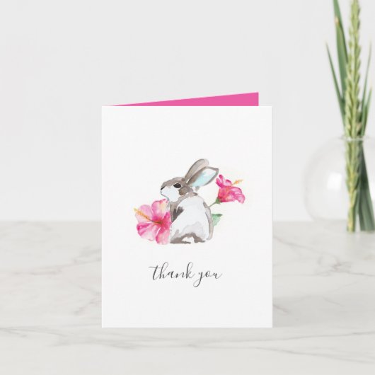 Floral Bunny Waterverf bedankje Feestdagen Kaart (Voorkant)