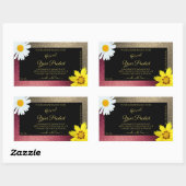 Floral Burgund Gold Glitter Black Product Labels (Vel)