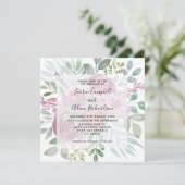 Floral Burgunday Dusty Pink Waterverf Weddenschap Kaart (Staand voorkant)