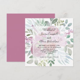 Floral Burgunday Dusty Pink Waterverf Weddenschap Kaart