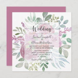 Floral Burgunday Pink Foliage Weddenschap Kaart