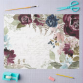 Floral Burgundy and Navy Script Ephemera-ontkoppel Tissuepapier (Craft)