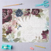 Floral Burgundy and Navy Script Ephemera-ontkoppel Tissuepapier (Craft)