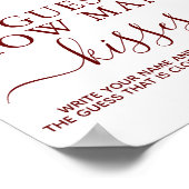 Floral Burgundy Baby shower Guessing Game Sign Poster (Hoek)