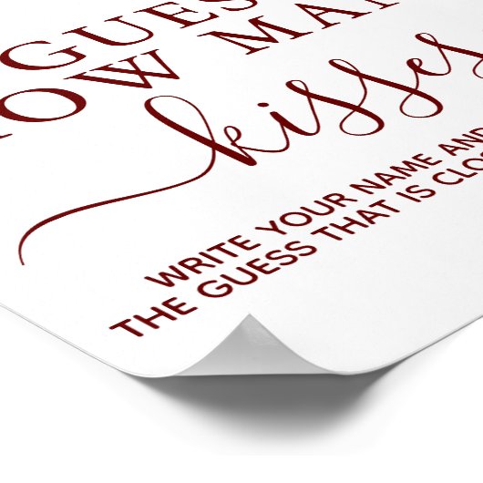 Floral Burgundy Baby shower Guessing Game Sign Poster (Hoek)