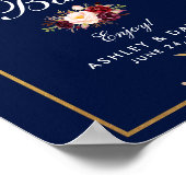 Floral Burgundy Blue Gold Wedding Mimosa Bar Poster (Hoek)