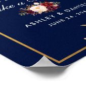 Floral Burgundy Blue Gold Wedding Treat Poster (Hoek)