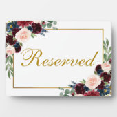 Floral Burgundy Blue Wedding Gereserveerd 5x7 Tabe Fotoplaat (voorkant)
