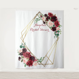 Floral Burgundy & blush bridal photo backdrop  Wandkleed