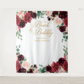 Floral Burgundy & blush Bridal Shower backdrop Wandkleed (Voorkant)
