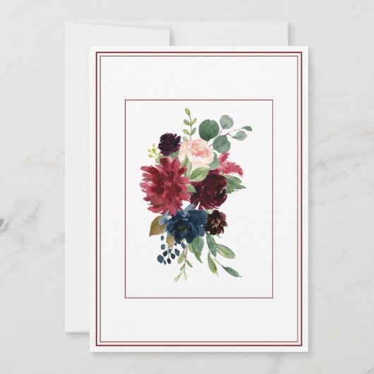 Floral Burgundy Blush Elegant Script Weddenschap Kaart (Achterkant)