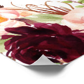 Floral Burgundy Blush Elegant Wedding Sign Poster (Hoek)