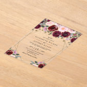 Floral Burgundy Blush Gold Geometric Wedding Acryl Uitnodigingen (Laagn)