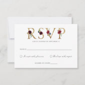 Floral Burgundy Blush Gold RSVP-reactiekaart Kaart (Voorkant)