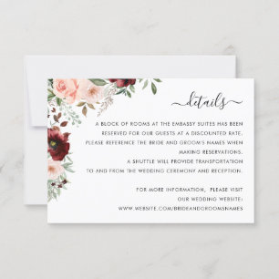 Floral Burgundy Blush Greenery - Invoegen Kaart