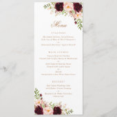 Floral Burgundy Blush Greenery Modern Minimal Menu (Voorkant)