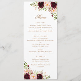 Floral Burgundy Blush Greenery Modern Minimal Menu