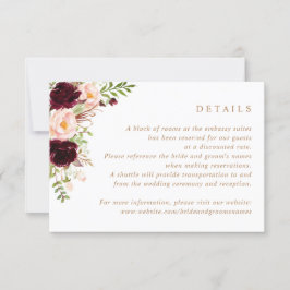 Floral Burgundy Blush Greenery Wedding Details Kaart
