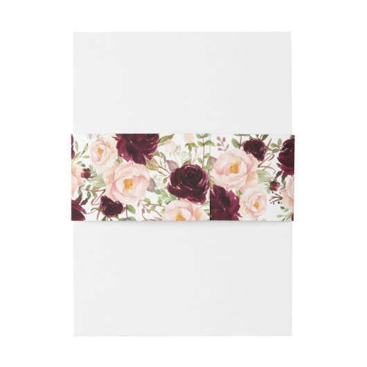 Floral Burgundy Blush Merlot Elegant Uitnodigingen Wikkel (Achterkant Voorbeeld)