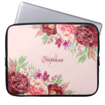 Floral Burgundy Blush Monogram gepersonaliseerd